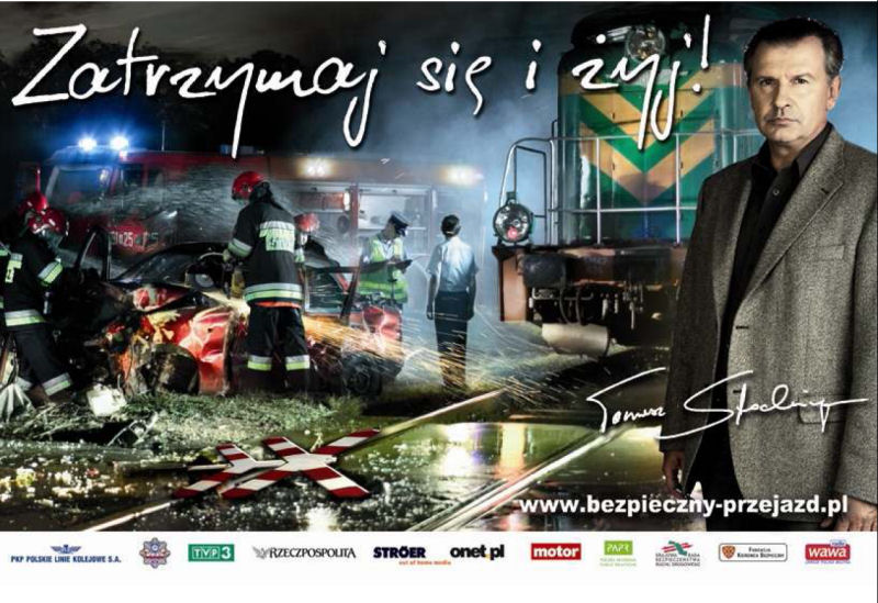 Plakat akcji "Zatrzymaj się i żyj"
